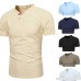Cotton and Linen T Shirt Donci Fashion Solid Color Two Buckles Stand Collar Tees Army Green B07Q443PSX